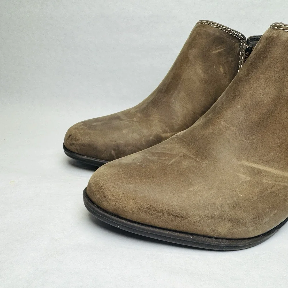 Clarks Adreena Field Ankle Boots Booties Womens Size 8 M Brown Leather‎ Side Zip